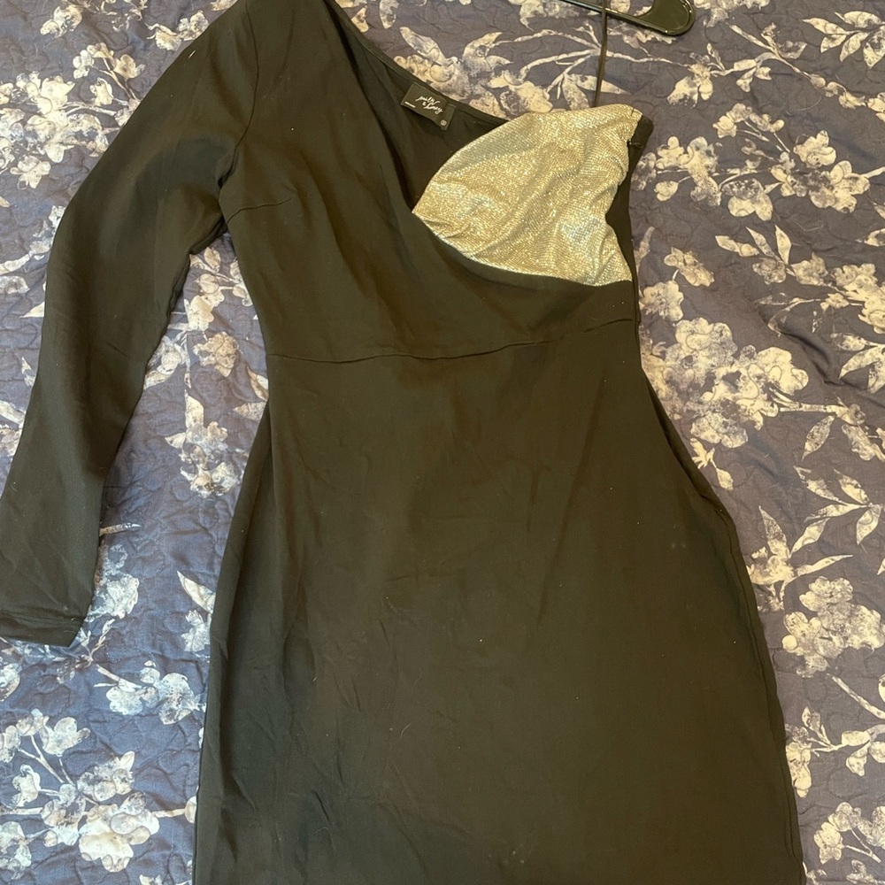 City Studio Black Asymmetrical One Shoulder Cocktail Dress